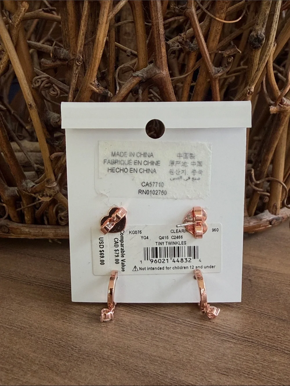 kate spade Rose Gold Cubic Zirconia Stud and Hoop Earring Set